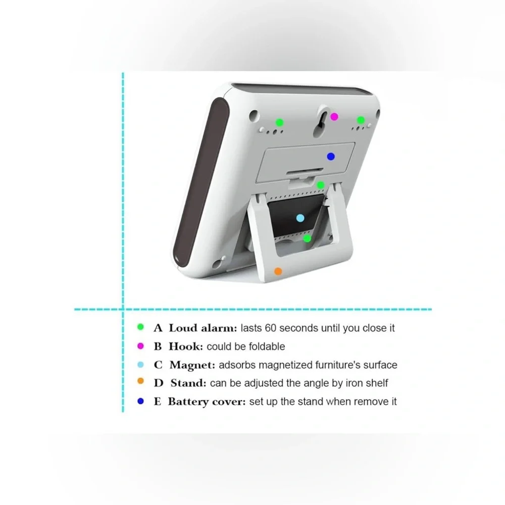 12/24 Hour Magnetic Kitchen Timer Digital Clock with Alarm, Large Screen Alarm a - Picture 3 of 7